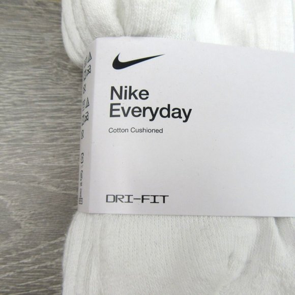 Nike Everyday Cushion Crew Socks White 6 Pack Women's 6-10 / Youth 5Y-7Y NEW - Picture 3 of 8
